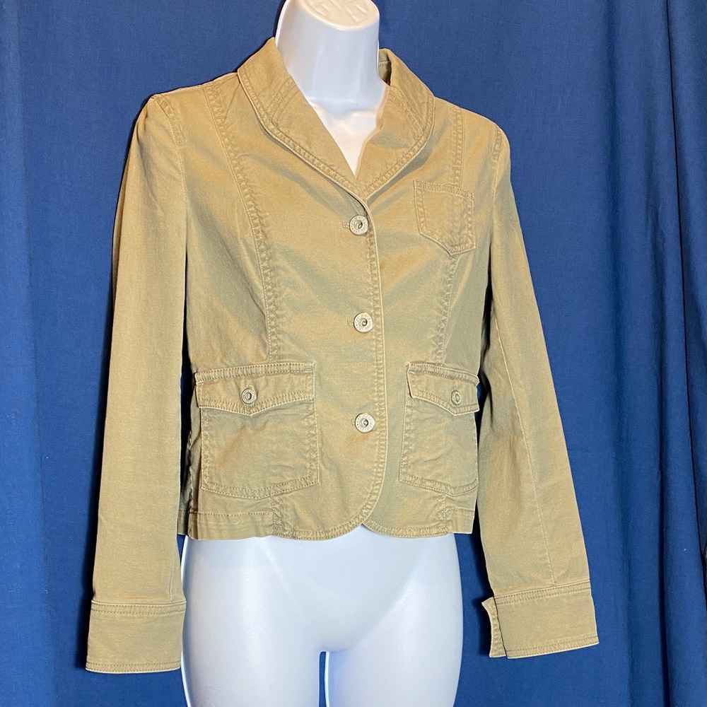 GAP Women's Tan 98%Cotton/2% Lycra Buttoned Blazer Jacket size-2